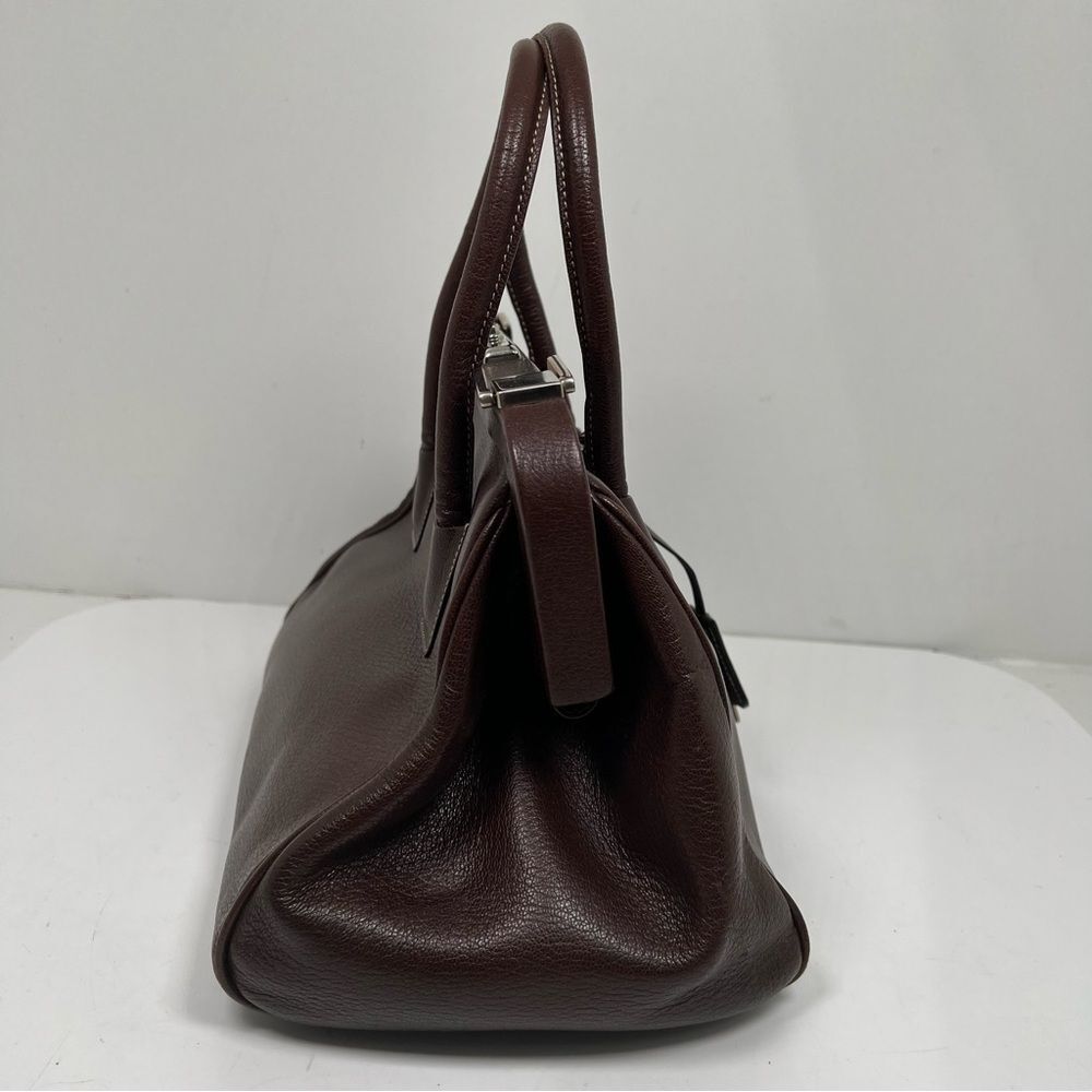 PRADA MADRAS CERNIERA DOCTOR BAG SATCHEL Red Brown LEATHER With A TOP HANDLE - Picture 4 of 16